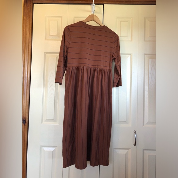 Brown Striped Midi Dress, Medium, Petal Lush - Picture 3 of 7